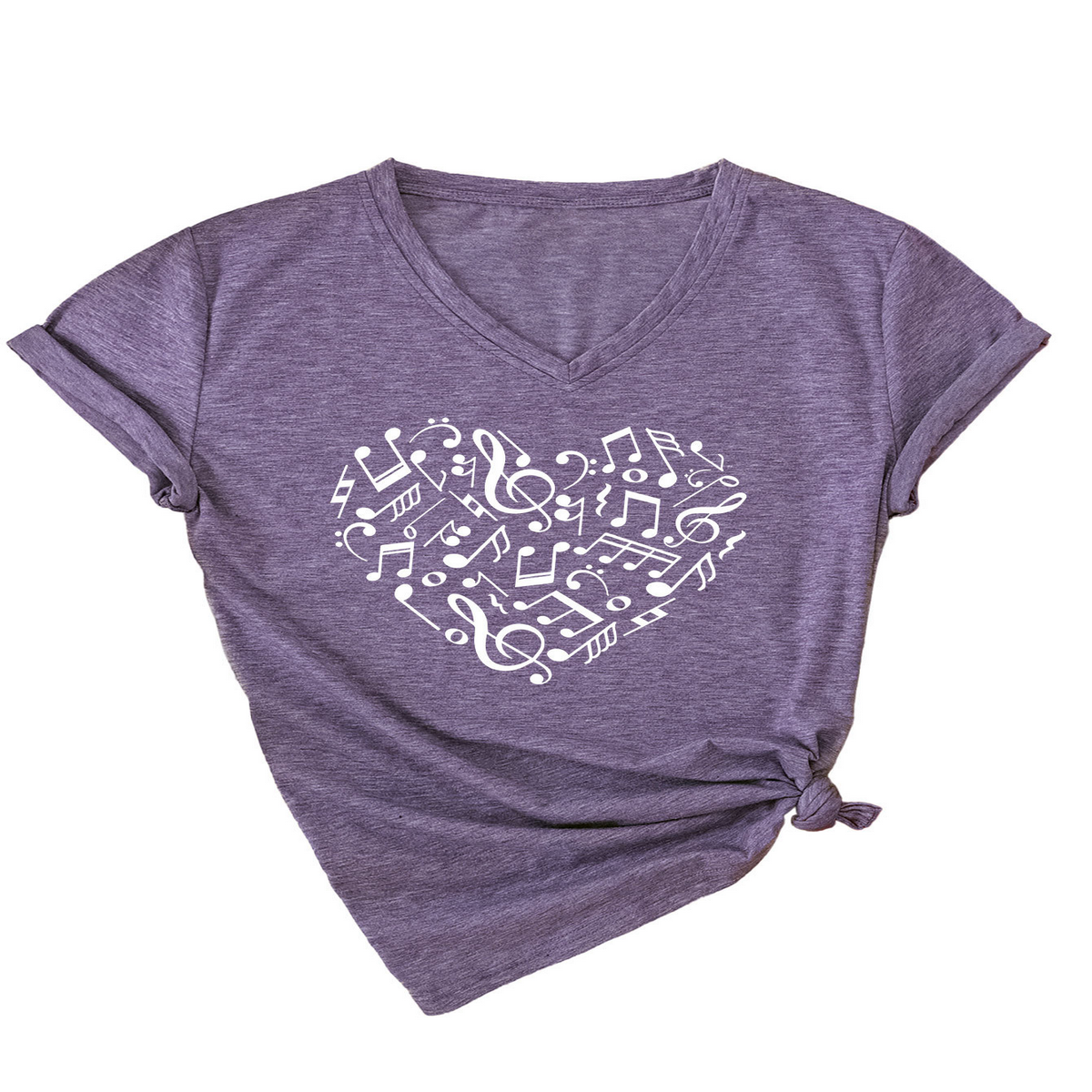 HEART AND MUSIC V NECK T SHIRT RELAXED FIT_CWTTS1541