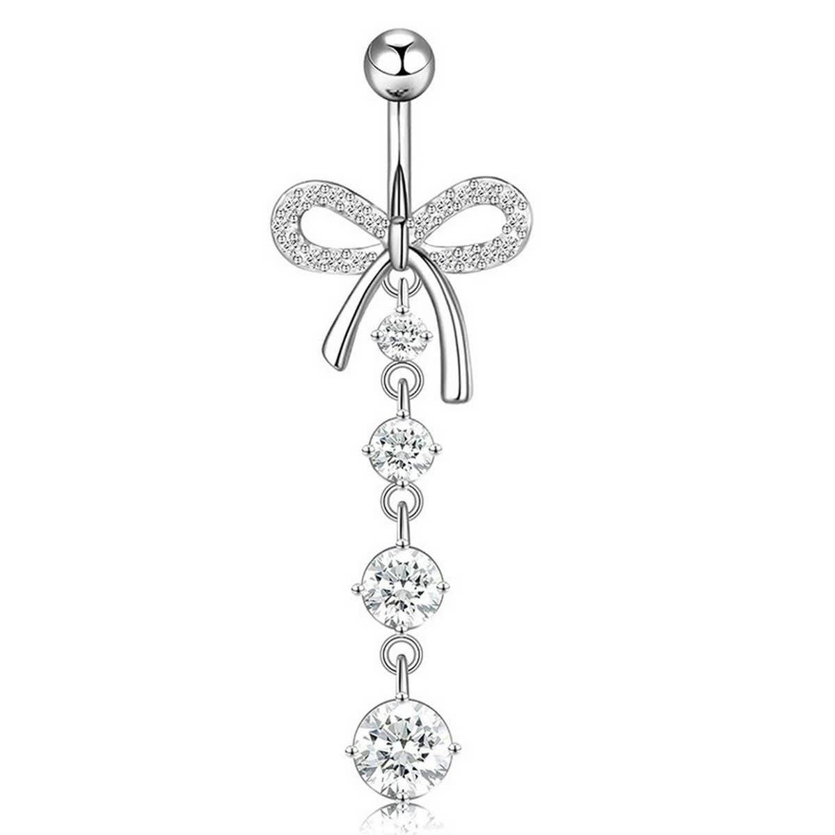 HEART BUTTERFLY CZ BELLY RING BODY JEWELRY_CWMM9180