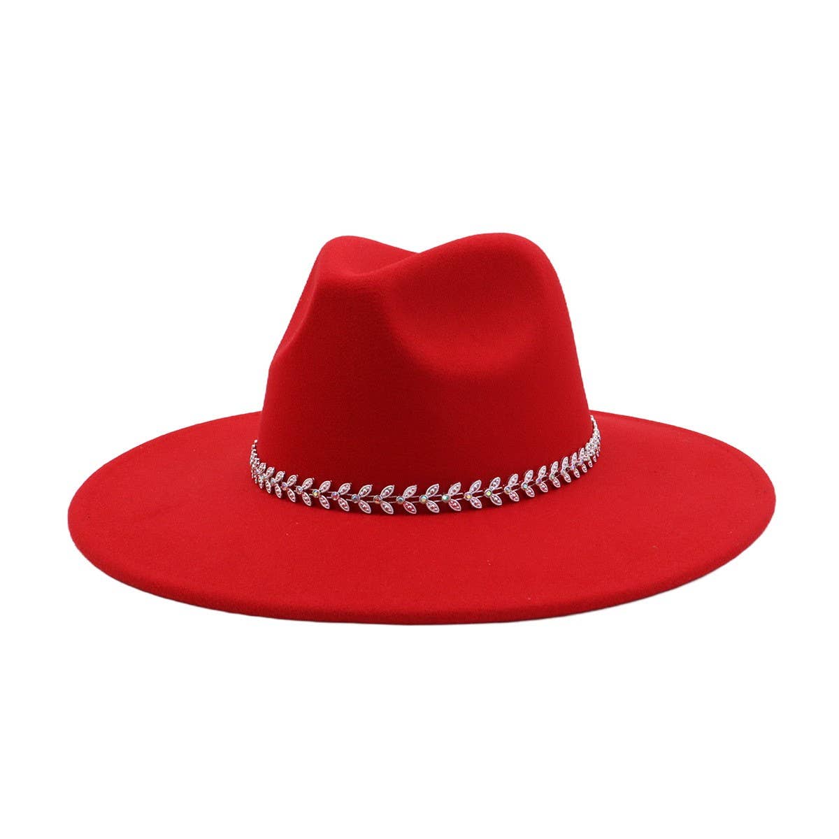 Unisex Wool Fedora Hat Ethnic Flat Brim Style_Cwah04387