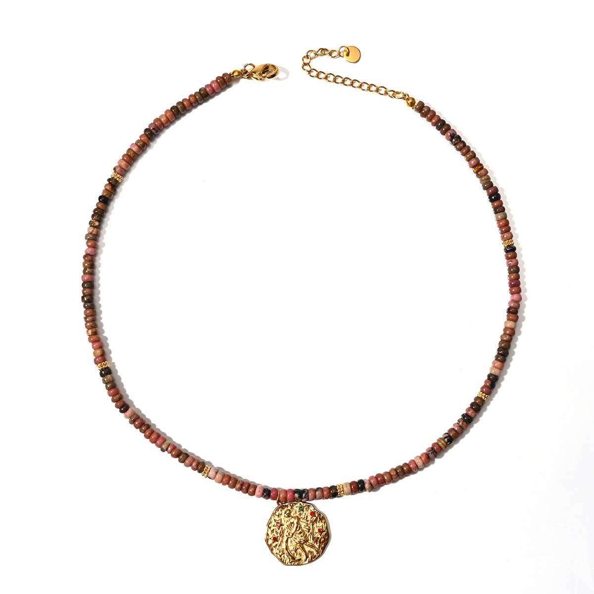 STAINLESS STEEL ZODIAC NECKLACE WITH NATURAL GEMS_CWMM8881