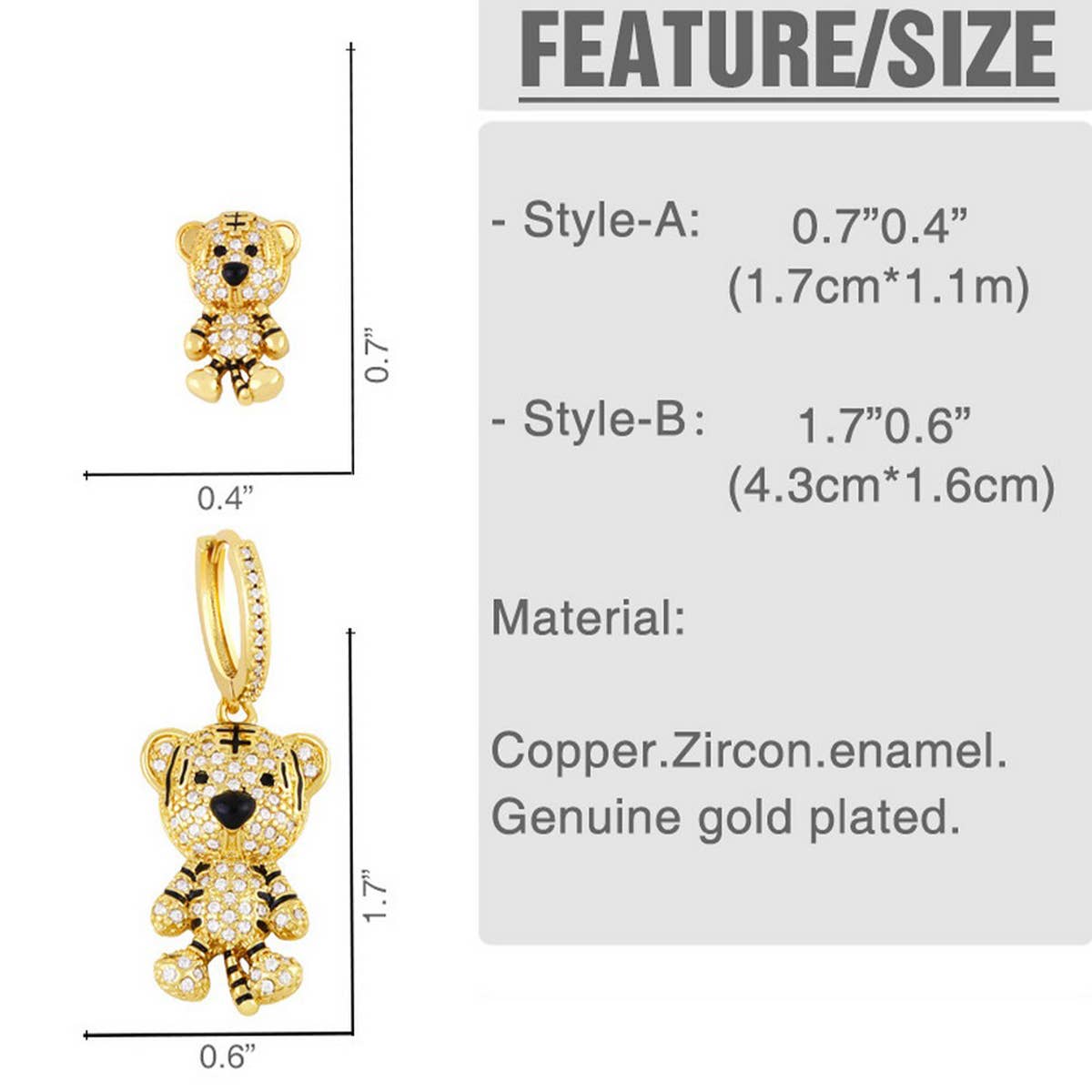 DIAMOND STUDDED TIGER EARRINGS_CWAJE1009