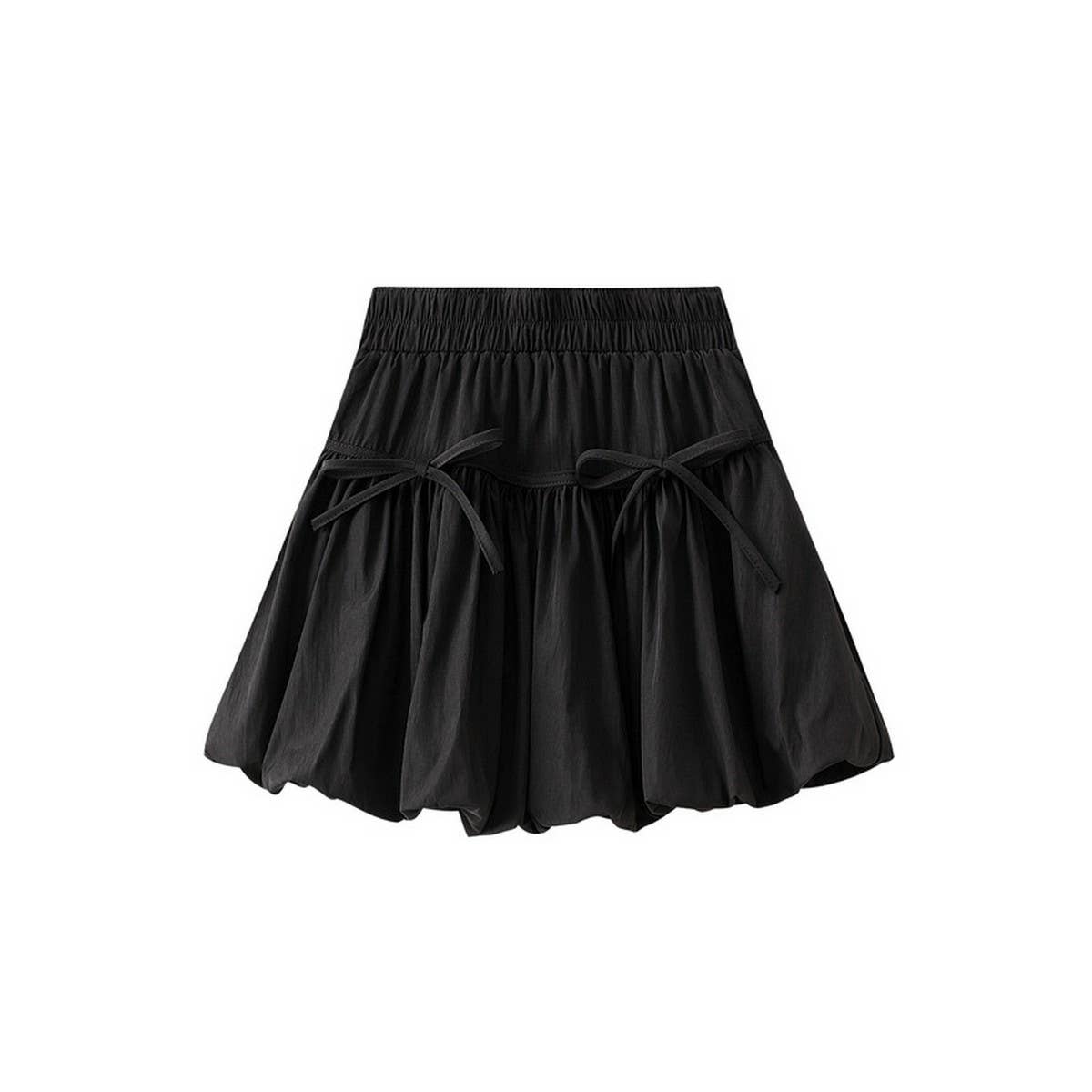 HIGH WAIST A LINE SHORT SKIRT WITH BOW BUDS_CWBMS0317