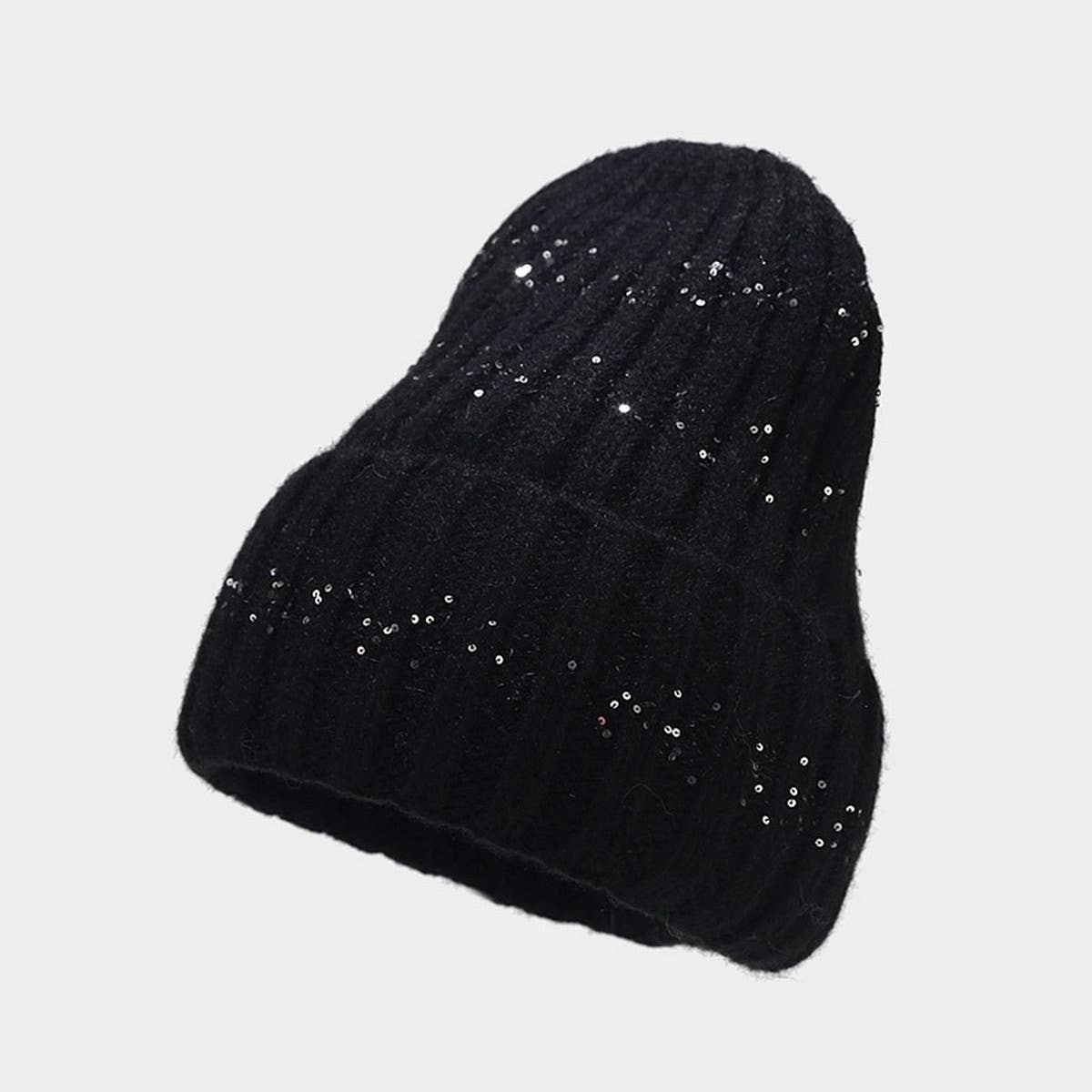 OUTDOOR COLD PROOF CURLED SEQUINED KNITTED HAT_CWAH1604