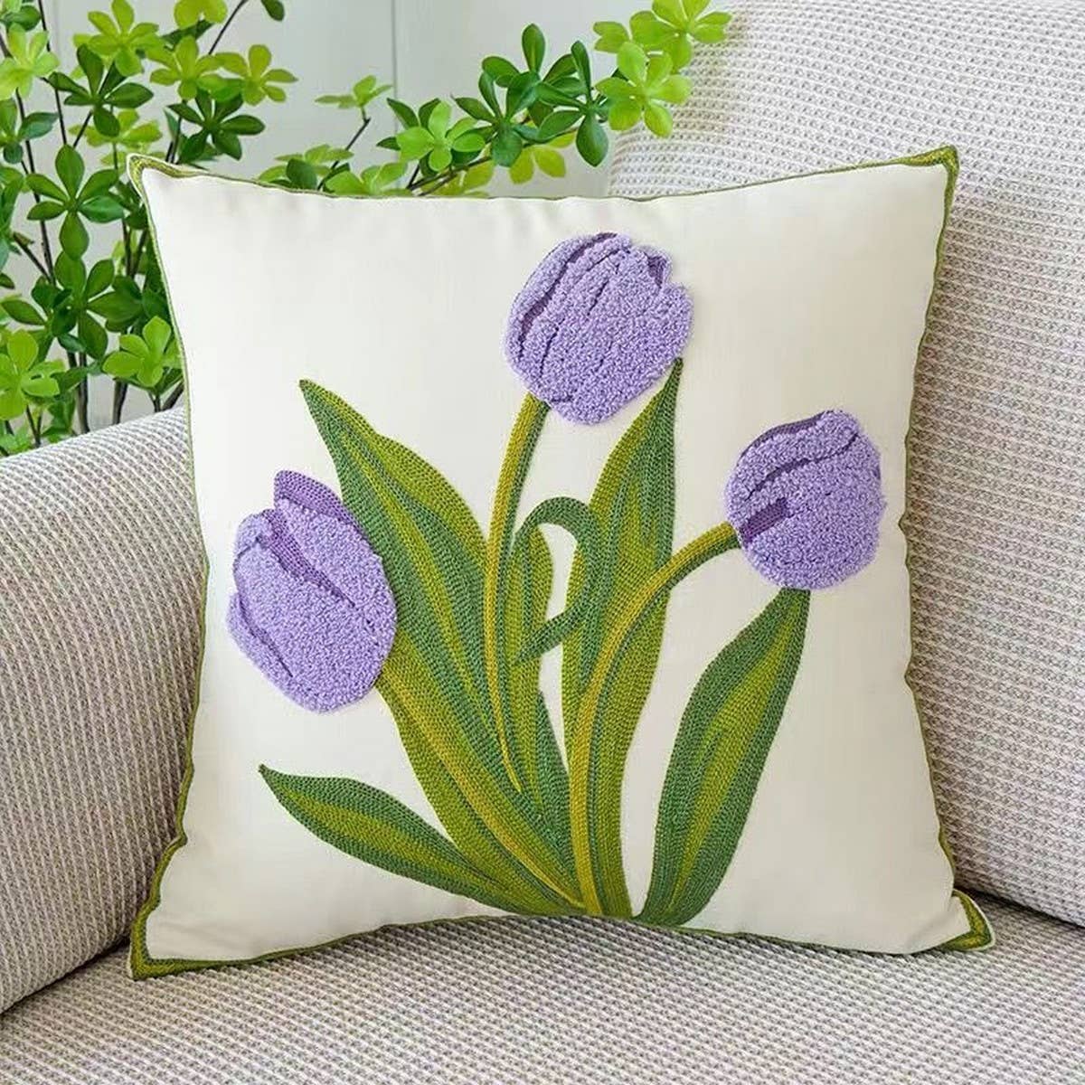 COTTON CREAM PILLOW COVER SOFA BED SQUARE CUSHION_CWMM7684