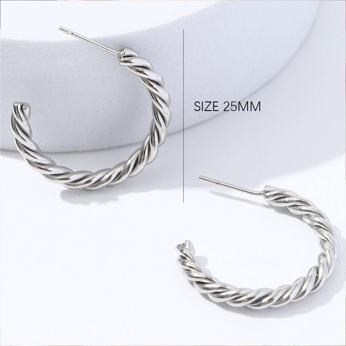 14K GOLD PLATED TWISTED ROPE ROUND HOOP EARRINGS_CWAJE0549