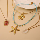 OCEAN STYLE FLOWER NECKLACE WITH STARFISH CHARM_CWMM8825
