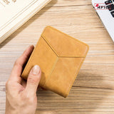 ANTI THEFT BRUSHED COWHIDE SHORT LEATHER WALLET_CWAB3788