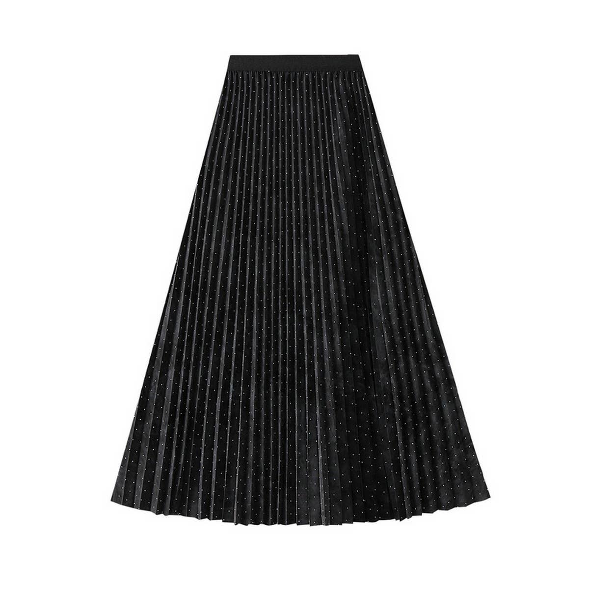 CHINESE STYLE PRINTED PLEATED SKIRT LONG SKIRT_CWBMS0313