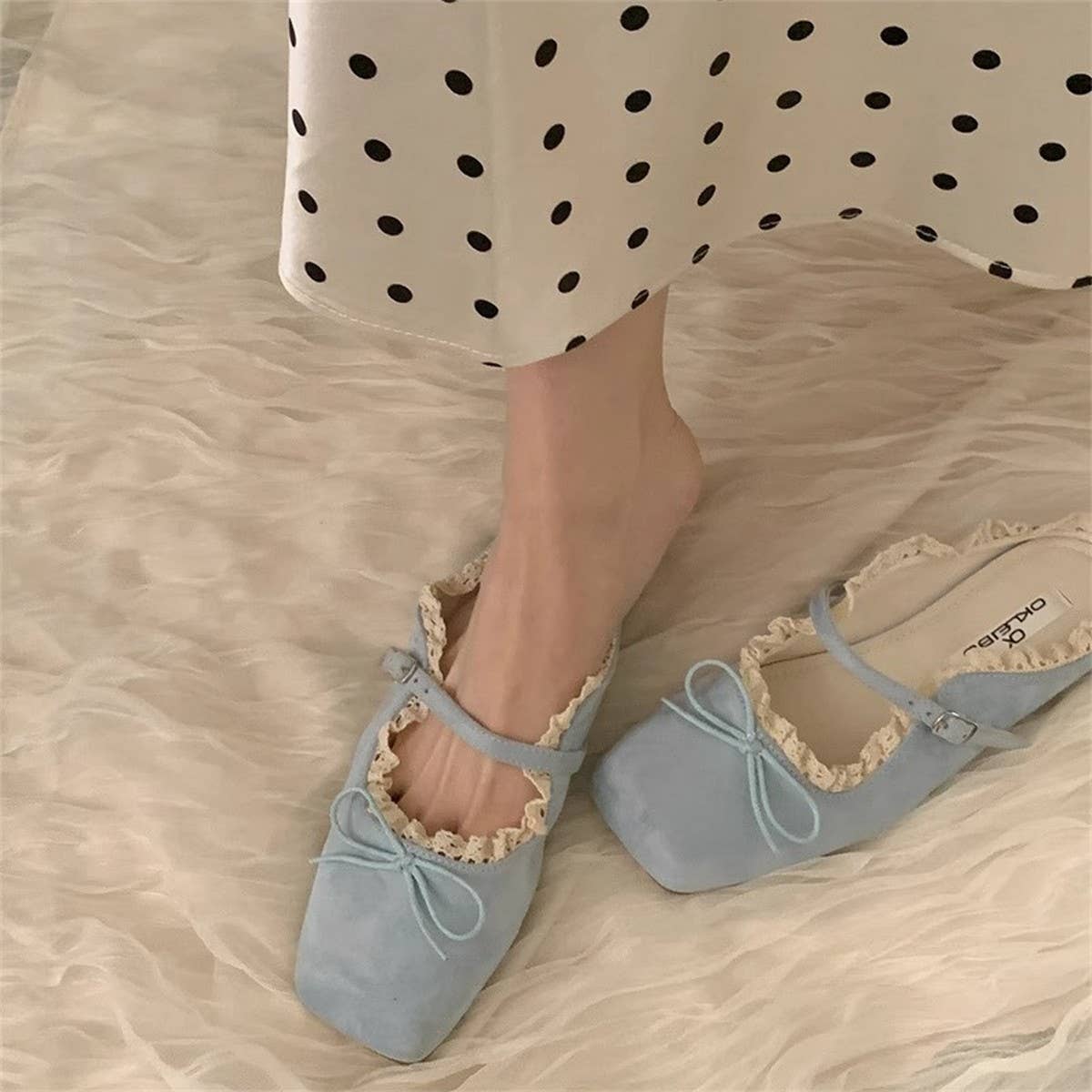 ELEGANT BALLET MULE FLATS WITH BOW LACE_CWSHF0141