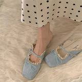 ELEGANT BALLET MULE FLATS WITH BOW LACE_CWSHF0141