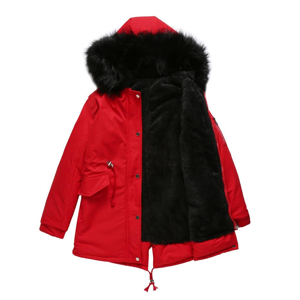 Warm Plus Fleece Coat Fur Collar Plus Cotton Jacket
