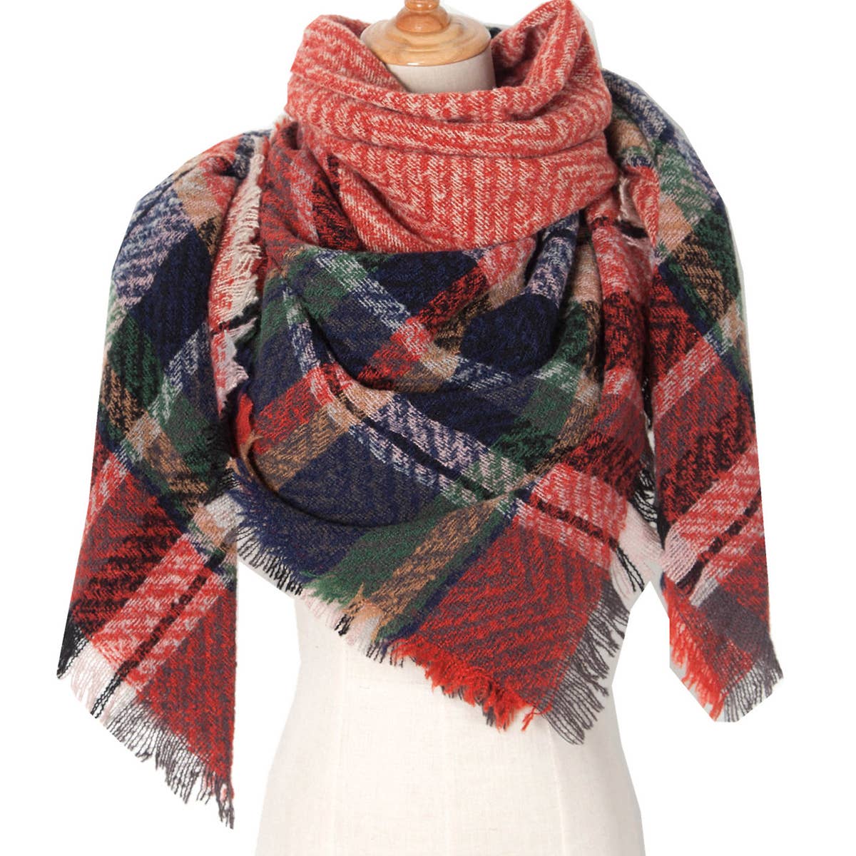 PLAID TRIANGLE SCARF FOR FALL WINTER WHOLESALE_CWASC0110