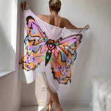 CASUAL SLING QUICKDRY BEACH DRESS BUTTERFLY PRINT_CWBLS0482