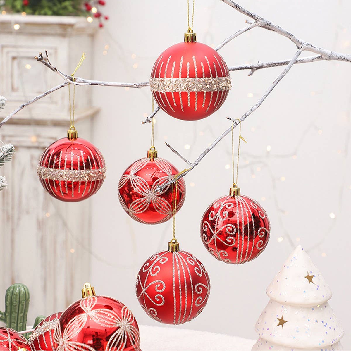 8CM PAINTED ELECTROPLATED CHRISTMAS BALL ORNAMENT_CWMM9865