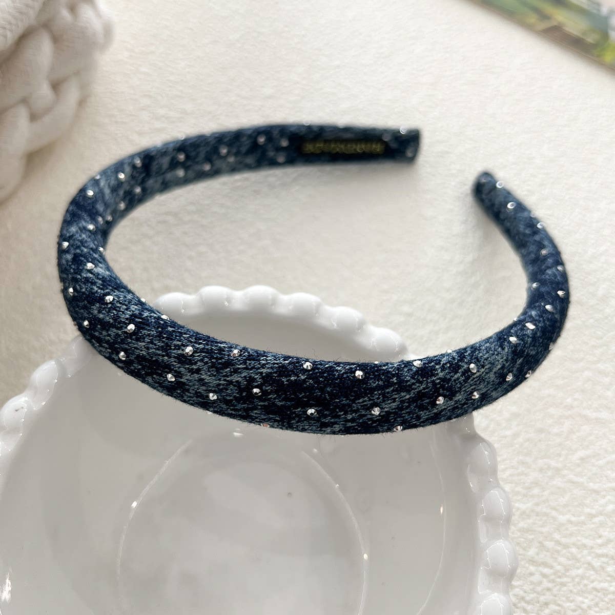 DENIM STARRY PUFF HEADBAND WITH VOLUME SPONGE_CWAHA2832
