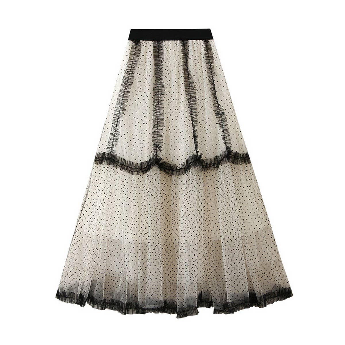 HEAVY MESH SKIRT POLKA DOT A LINE CAKE LONG SKIRT_CWBMS0291