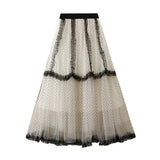 HEAVY MESH SKIRT POLKA DOT A LINE CAKE LONG SKIRT_CWBMS0291