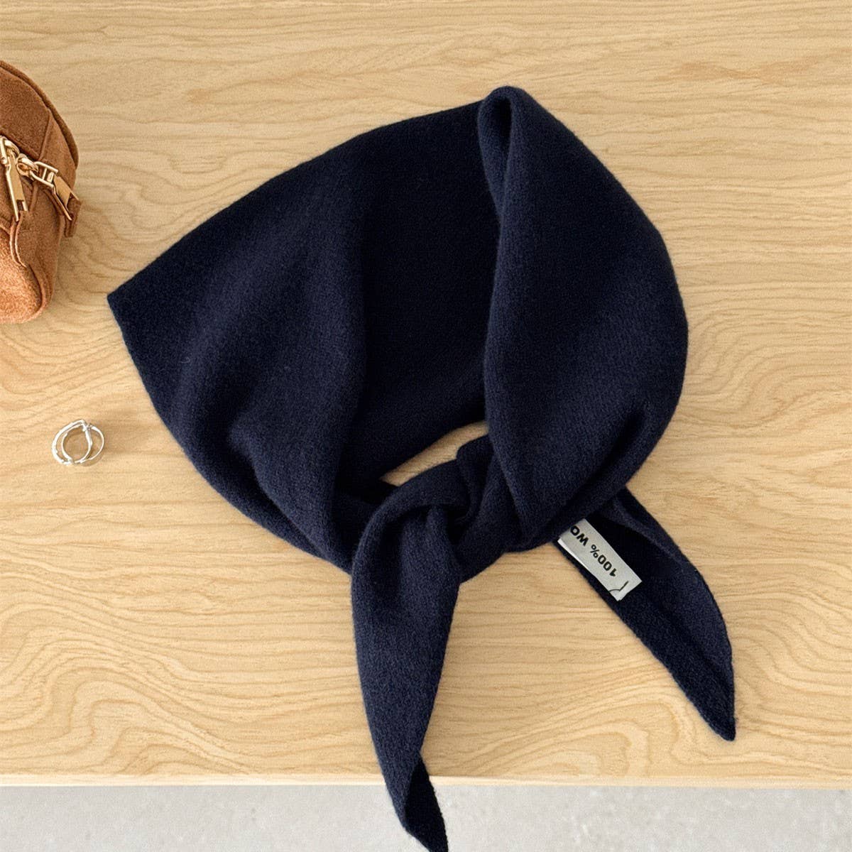 100% Wool Triangle Scarf Warm Knit Shawl_Cwov00262