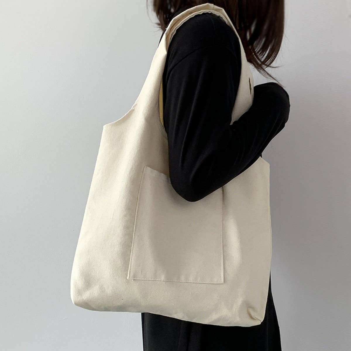 SOLID COLOR LITERARY BLANK HAND PAINTED CANVASBAG_CWAB2131