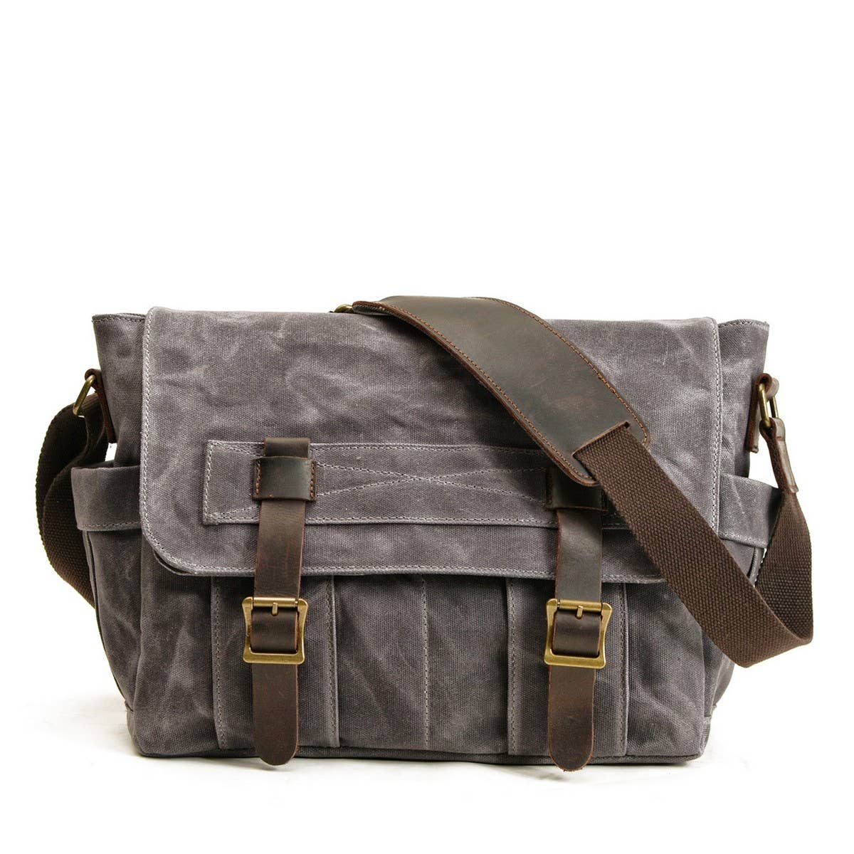 NEW WAXED CANVAS LEATHER SATCHEL FOR MEN_CWAB5561