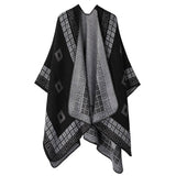 DOUBLE SIDED PLAID FAUX CASHMERE SHAWL CAPE_CWASC2137