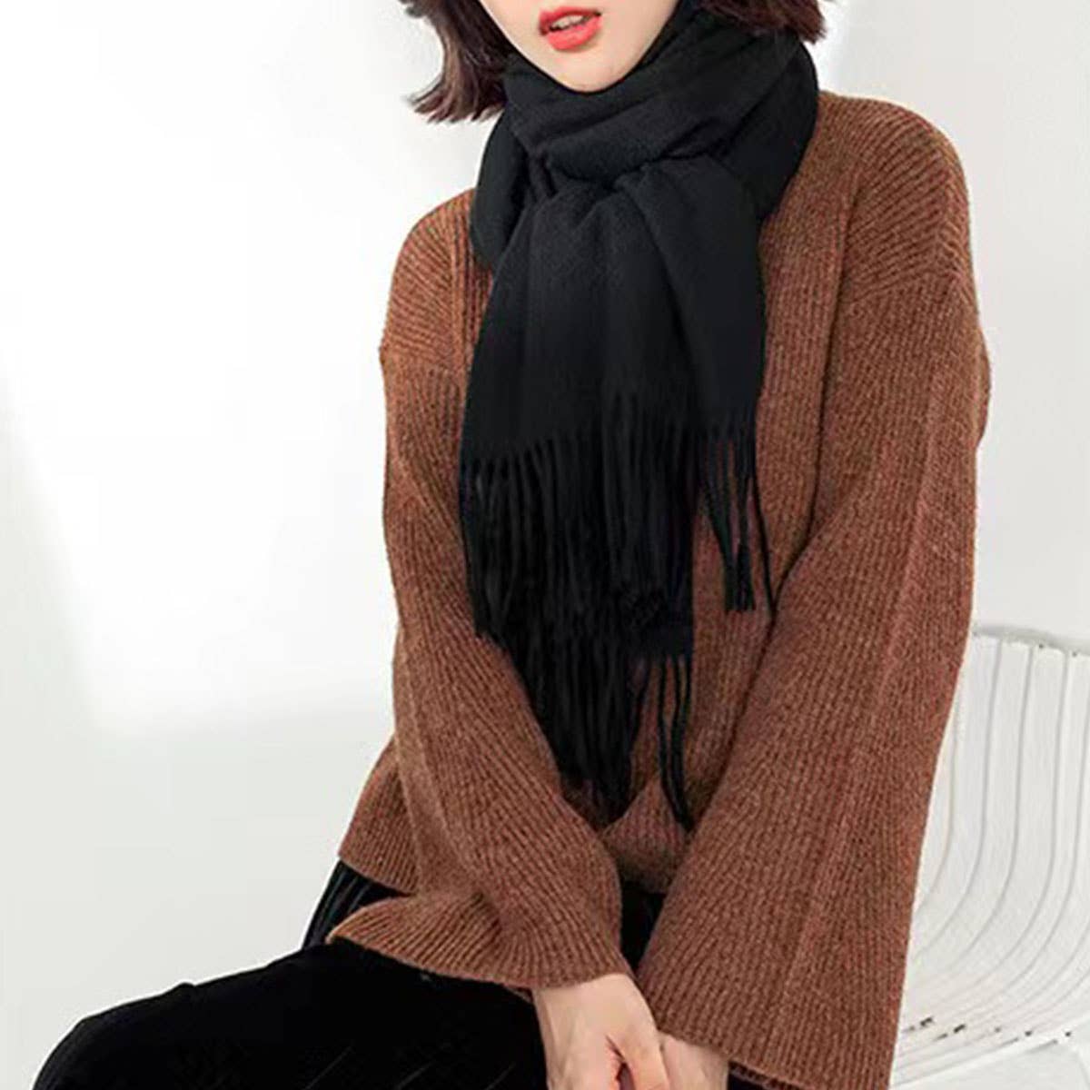 Winter Scarf Shawl Soft Warm Fringe Design