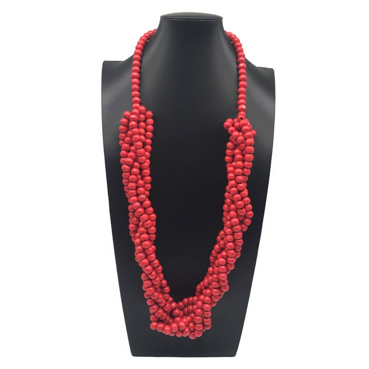 Vintage Hand-Woven Log Bead Long Necklace_Cwmm4731