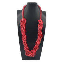 Vintage Hand-Woven Log Bead Long Necklace_Cwmm4731
