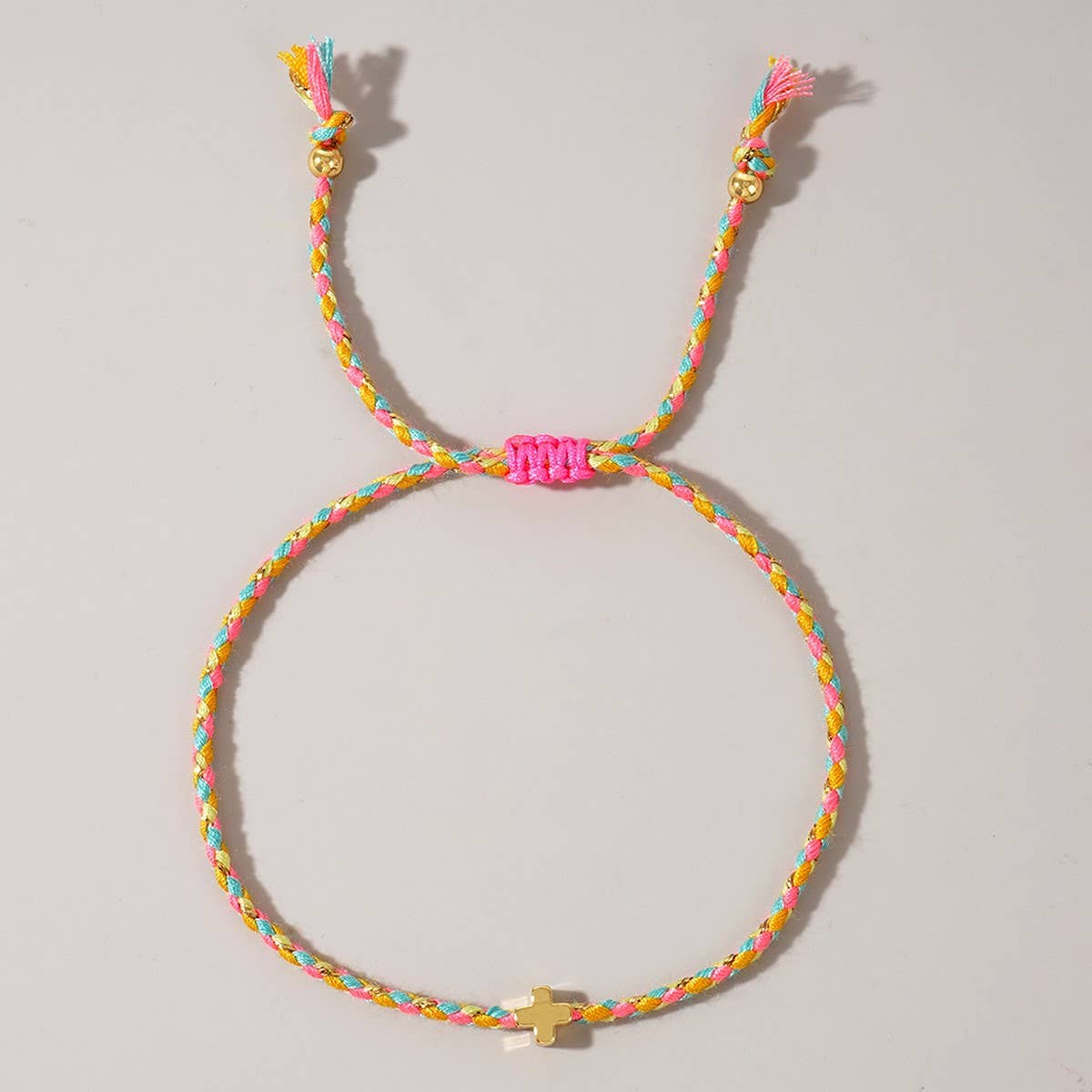 DIY HANDMADE FOUR COLOR COTTON CROSS BRACELET_CWMM3800