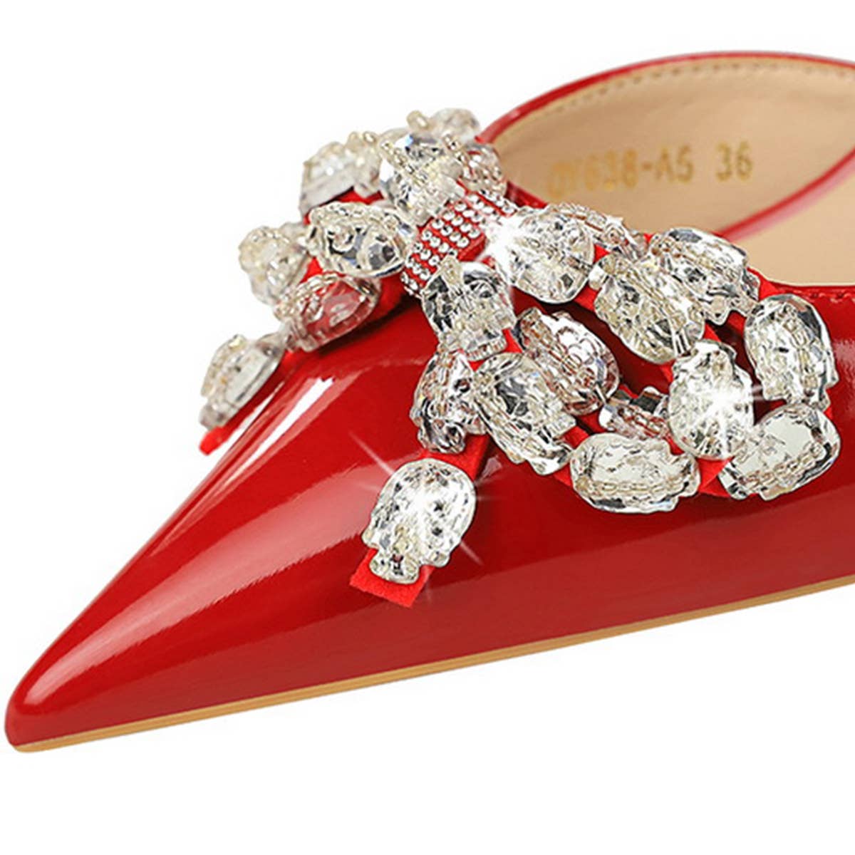 Vintage Rhinestone Pearl Side Cutout High Heels