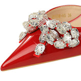 Vintage Rhinestone Pearl Side Cutout High Heels