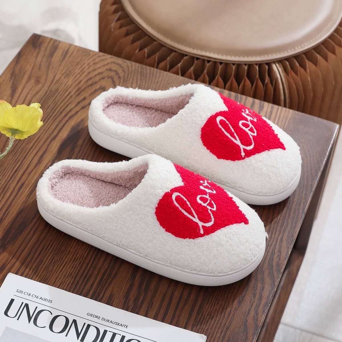 Valentines Day Red Love Cotton Slippers