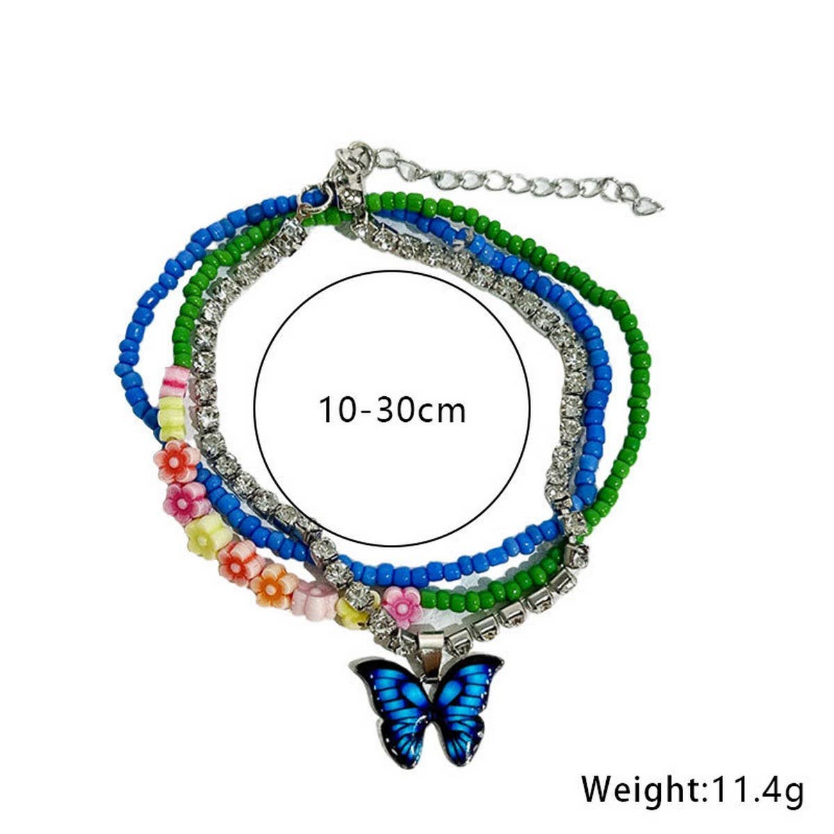 BOHO BUTTERFLY FLOWER ANKLET SET HANDMADE_CWMM6358