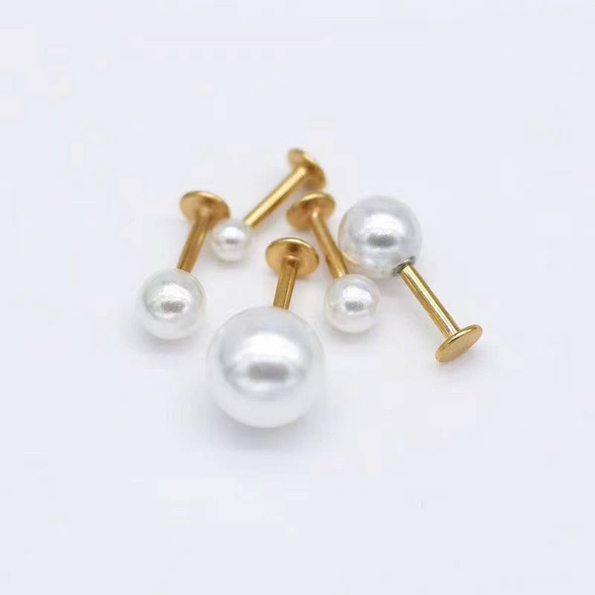 STAINLESS STEEL PEARL LIP BAR PIERCING JEWELRY_CWMM9588