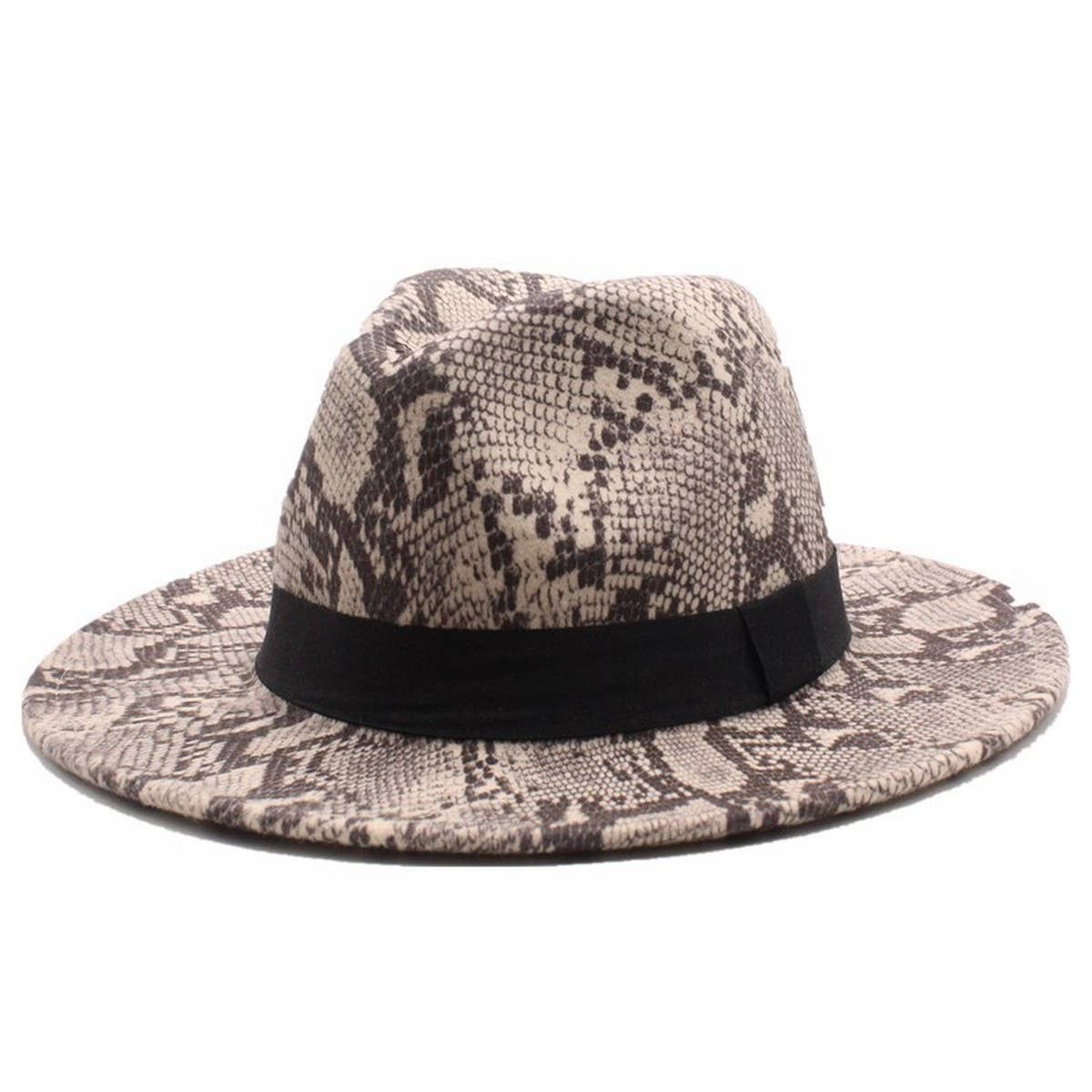 FASHION SNAKE PATTERN WOOLEN JAZZ HAT FELT HAT_CWAH2596
