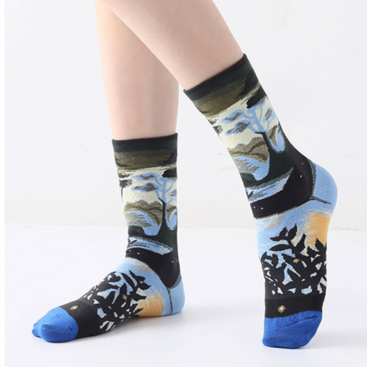 PLANT FLOWER PATTERN STREET SKATEBOARD SOCKS_CWMS0169