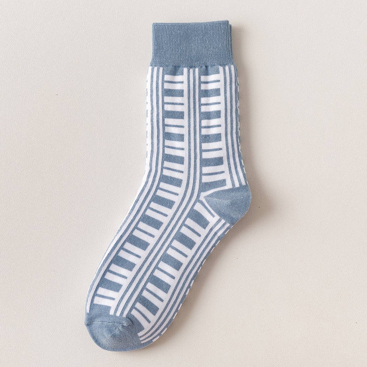 Women Blue Striped Plaid Socks_Cwms0667