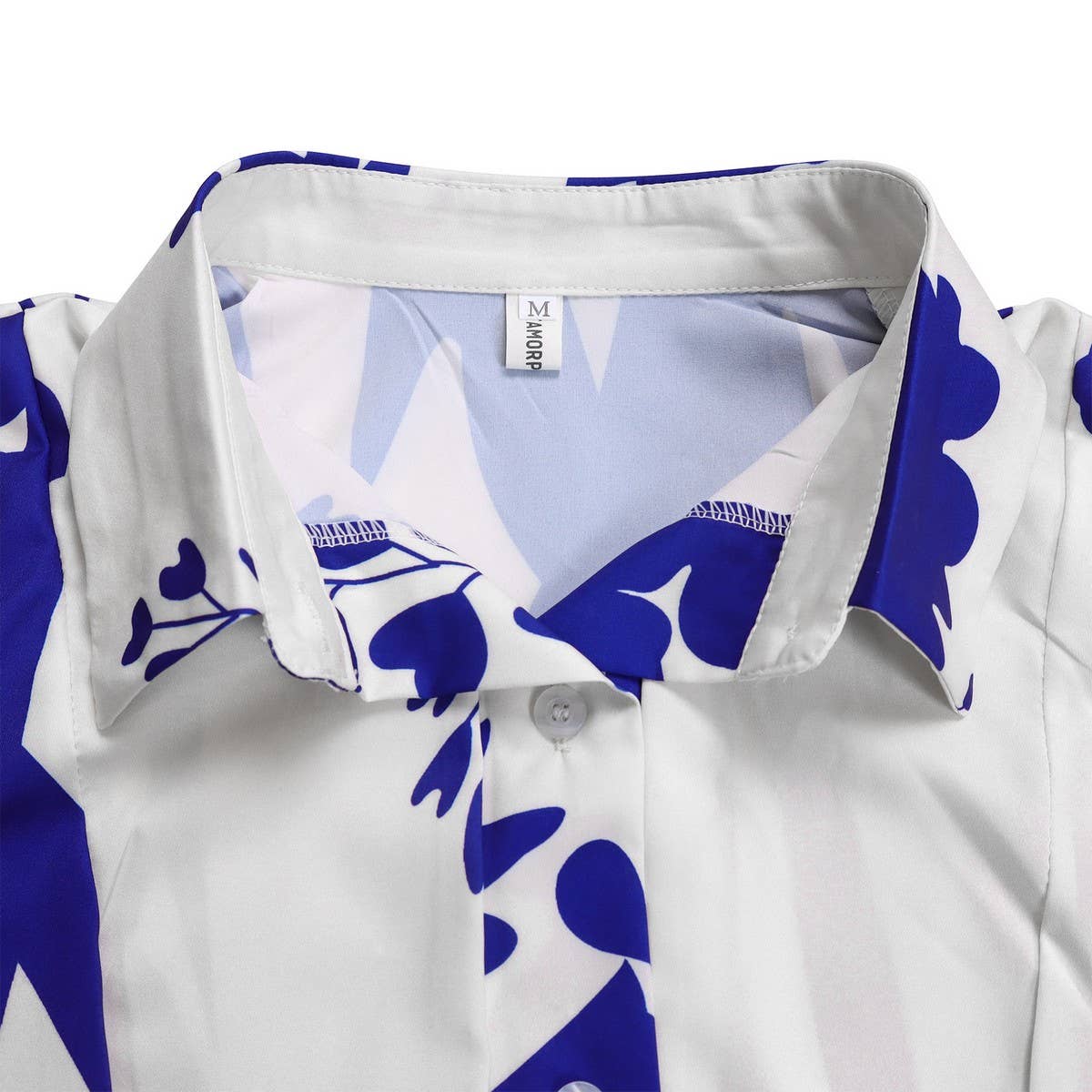 TEMPERAMENT PRINTED IRREGULAR LAPEL DRESS_CWDMD3655