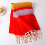 Fuzzy Mohair-Feel Rainbow Fringe Scarf_Cwasc2757
