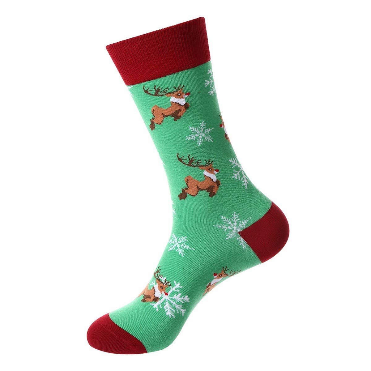CHRISTMAS ELK SNOWMAN MIDDLE TUBE COTTON SOCKS_CWMS1024