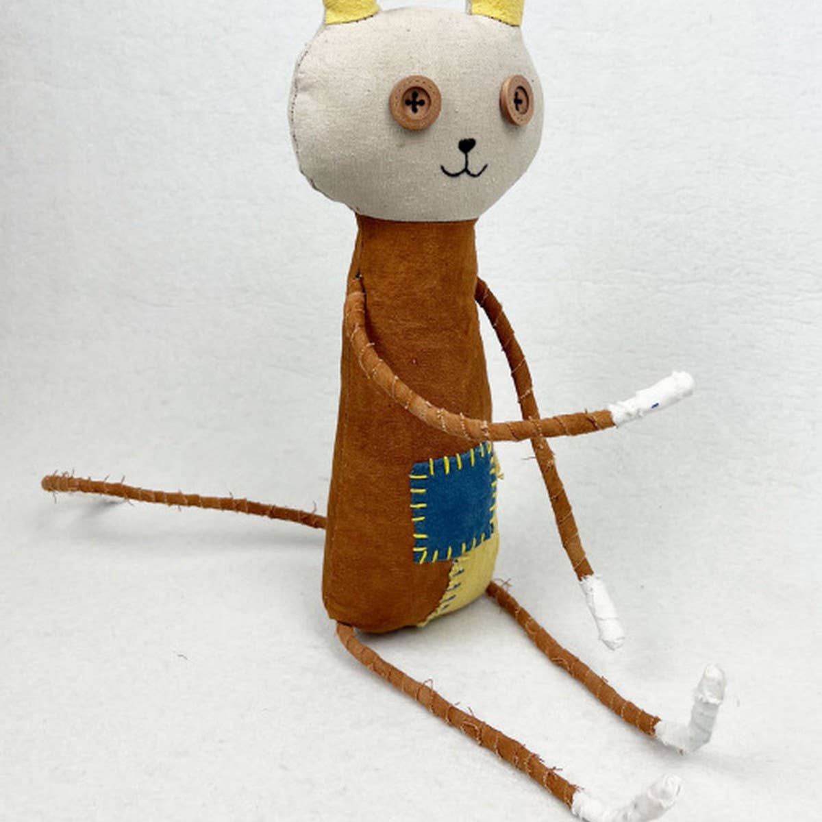 HANDCRAFTED INDIGO PATCHWORK EMBROIDERED PLUSH TOY_CWMM6053