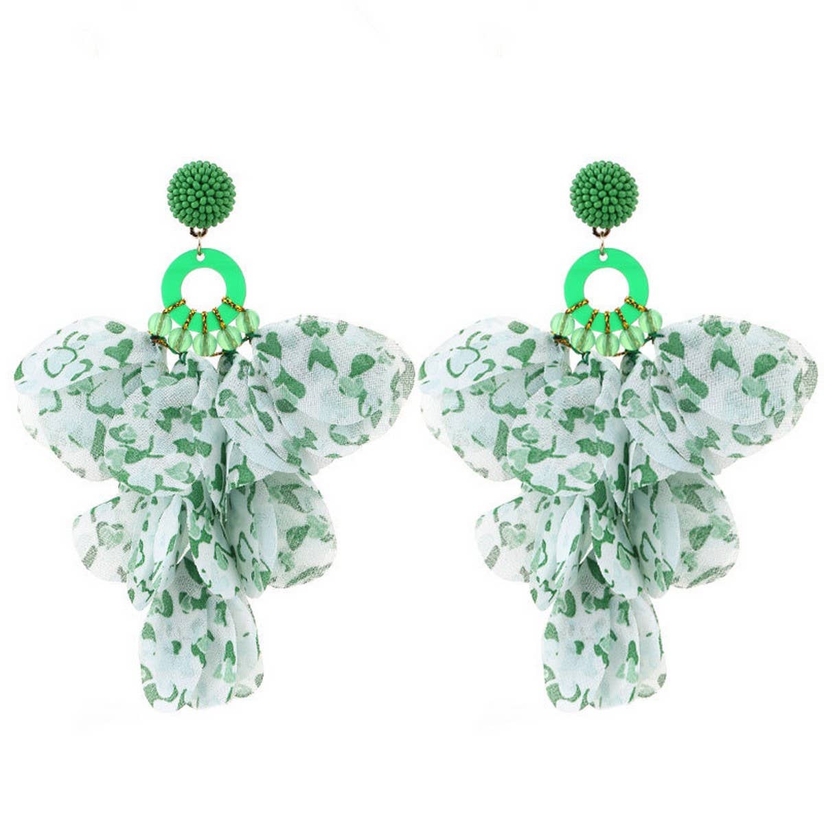 HANDMADE FLORAL TASSEL EARRINGS LONG BOLD DESIGN_CWMM6276