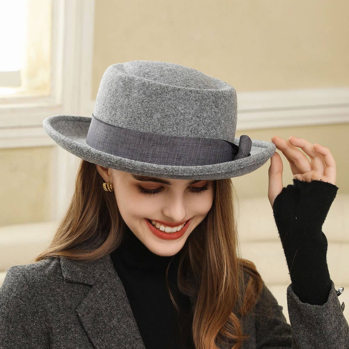 Womens Vintage Wide-Brimmed Fedora Fashion Hat_Cwah1974