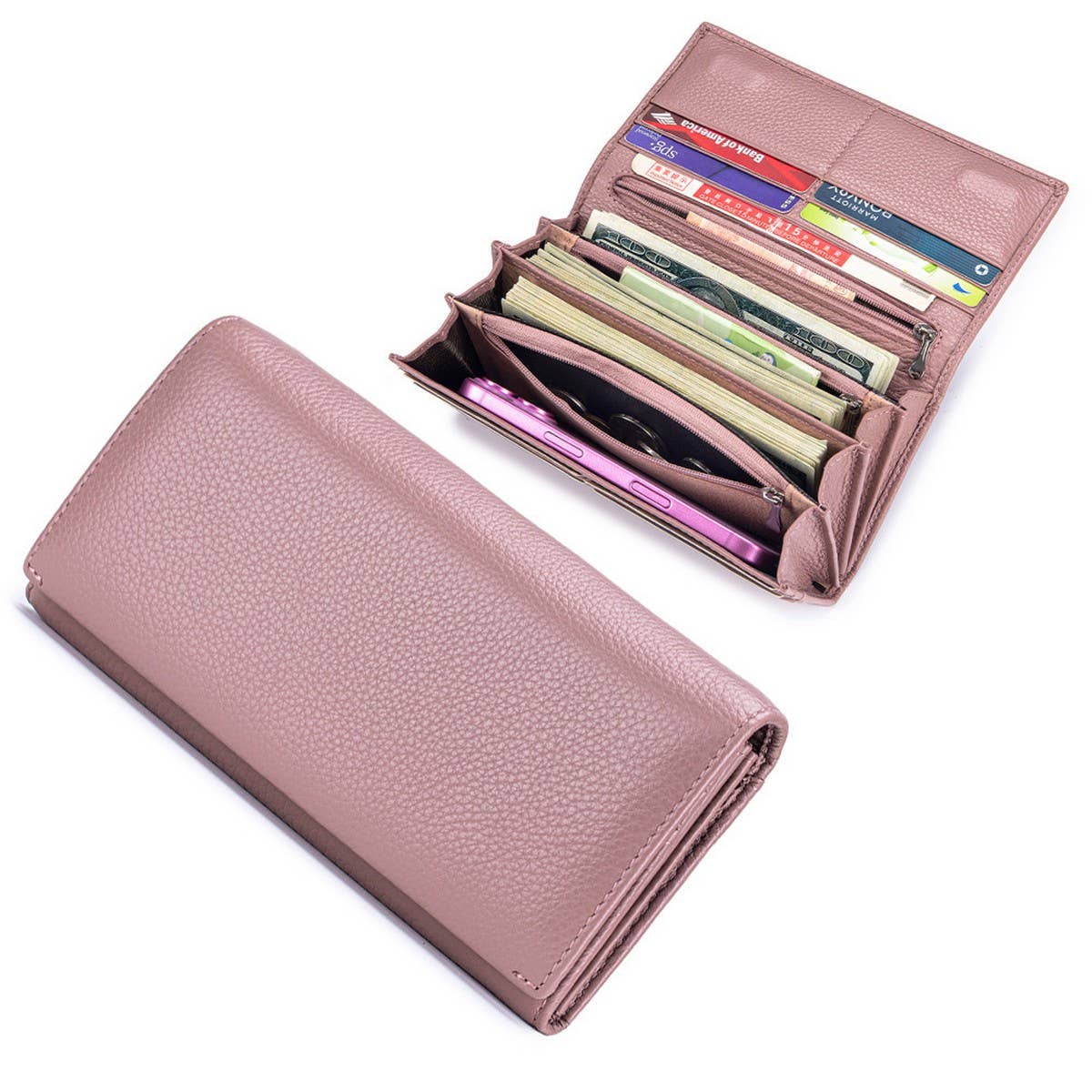 Womens Leather Long Wallet Large Capacity_Cuab00401