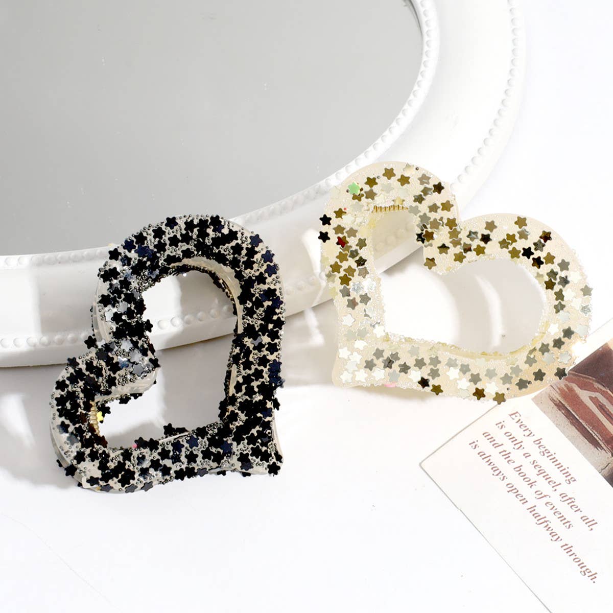 HEART STAR GLITTER HAIR CLAW SWEET BACK BUN CLIP_CWAHA2315