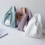 CUTE BEAR CANVAS LUNCH TOTE FOR STUDENTS_CWAB5600