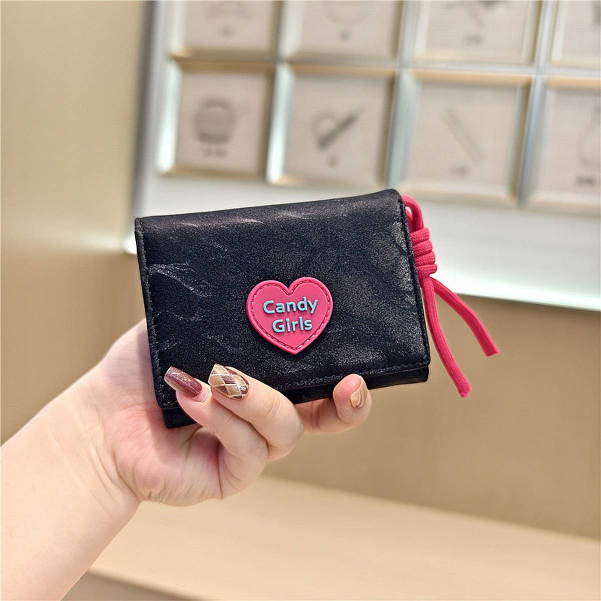 New Velvet Heart Letter Mini 3-Fold Wallet_Cwab06244