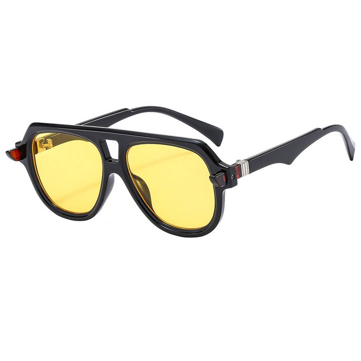 RETRO SPORTY DOUBLE BRIDGE COLORBLOCK SUNGLASSES_CWASG1197