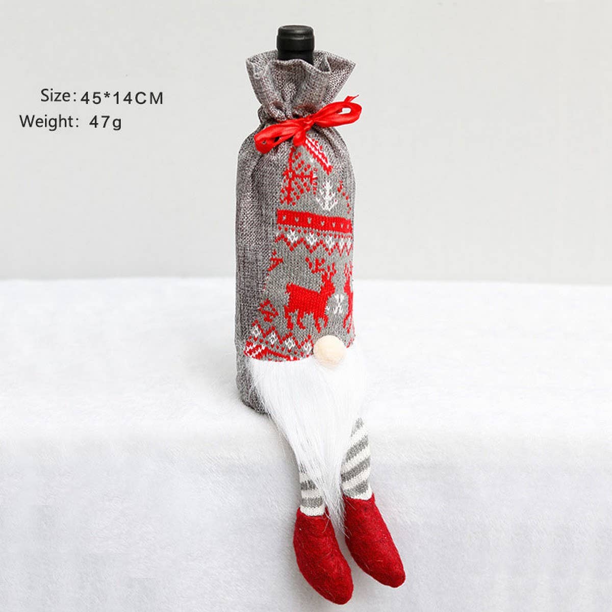 RUDOLPH 3D SANTA WINE BOTTLE BAG WITH BEARD_CWAJE05397