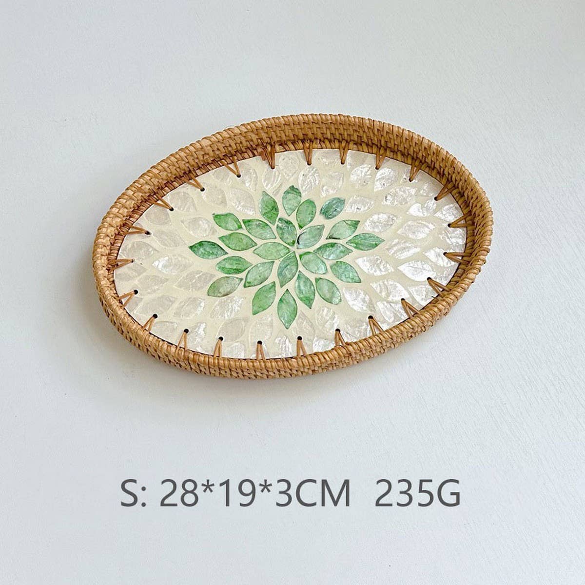 RATTAN OVAL FRUIT TEA SHELL TRAY STORAGE BASKET_CWMM4497